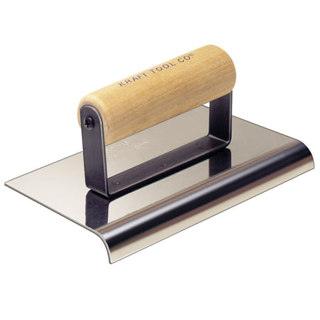 6" x 6" 3/8"R Stainless Steel Cement Edger with Wood Handle