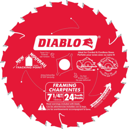 DIABLO 7-1/4" CARBIDE TIPPED FRAMING CIRCULAR SAW BLADE FOR WOOD CUTTING